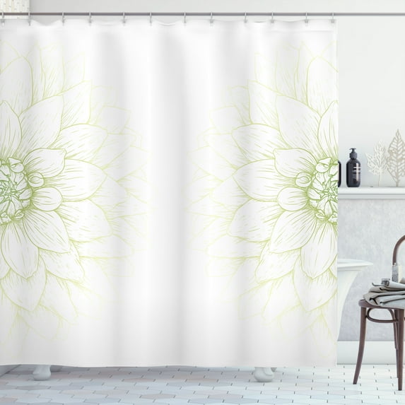 Ambesonne Dahlia Flower Shower Curtain, Sunflower Like Petals, 69"Wx75"L, Avocado Green