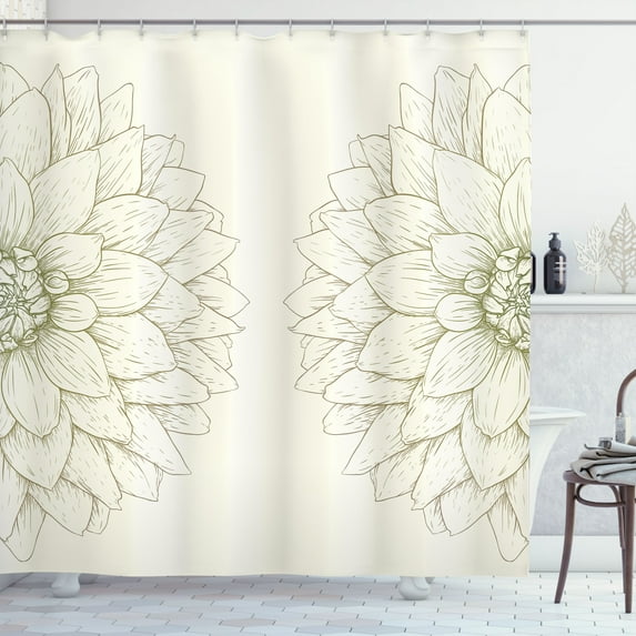 Ambesonne Dahlia Flower Shower Curtain, Sunflower Like Petals, 69"Wx75"L, Khaki Ivory