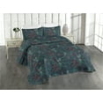 thumbnail image 1 of Ambesonne Dahlia Flowers Quilted Bedspread Set 3 Pcs, Floral Scene Jungle, Twin, Teal Plum Dark Lavender, 1 of 4