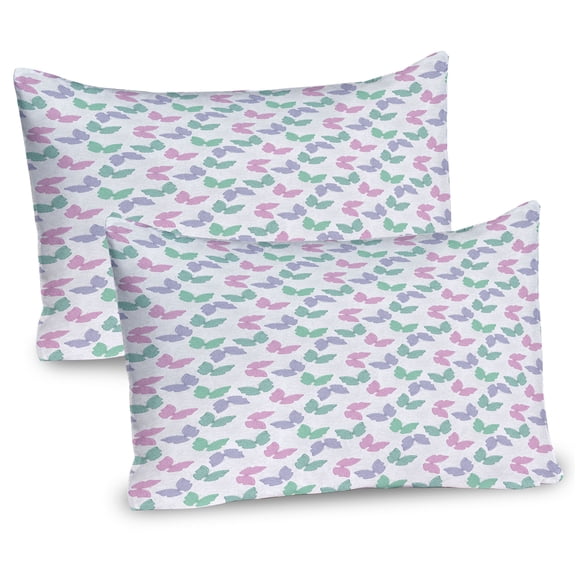 Ambesonne Dahlia Pillow Sham 2 Pack, Colorful Soft Tone Butterfly, 26"x20", Pink Ceil Blue