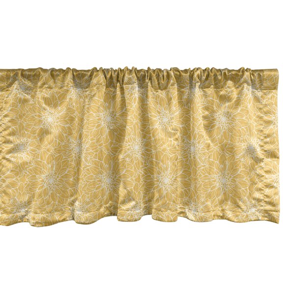 Ambesonne Dahlia Window Valance, Abstract Modern Floral Art, 42" x 12", Earth Yellow and White
