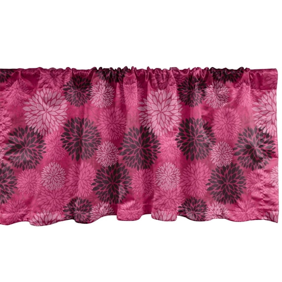Ambesonne Dahlia Window Valance, Blooming Season Bouquets, 42" x 18", Hot Pink and Dark Purple