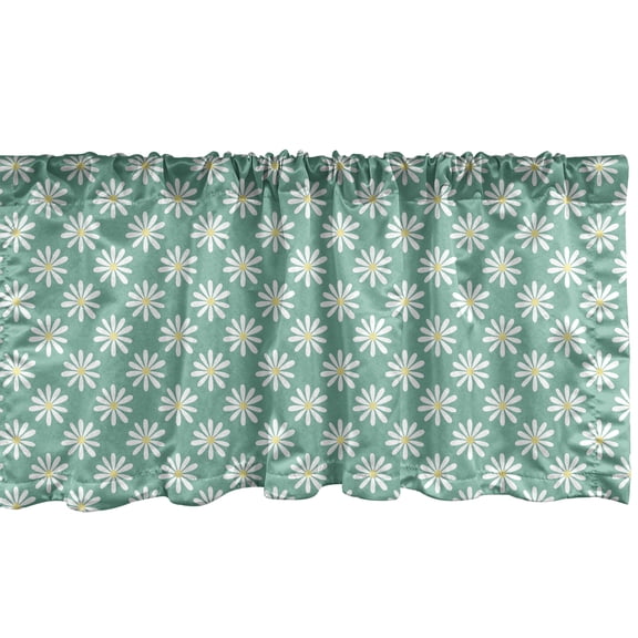 Ambesonne Daisy Flowers Valance Pack of 2, Summer Hopes Artwork, 54"X12", Pale Teal White and Mustard