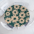 thumbnail image 1 of Ambesonne Daisy Pattern Fitted Round Tablecloth, Summer Chamomile Art, 56"- 60" Diameter, Peach Hunter Green, 1 of 5