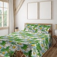 thumbnail image 1 of Ambesonne Daisy Print Fitted & Flat Sheet with Shams 4 Pcs Set, Chamomile Pattern Art, Queen, Yellow Reseda Green, 1 of 5