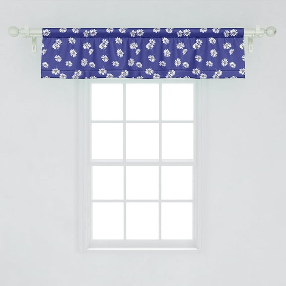 Ambesonne Daisy Window Valance, Simplistic Illustration of Repetitive Field Flowers, Curtain Valance for Kitchen Bedroom Decor with Rod Pocket, 54" X 12", Dark Violet Pale Orange