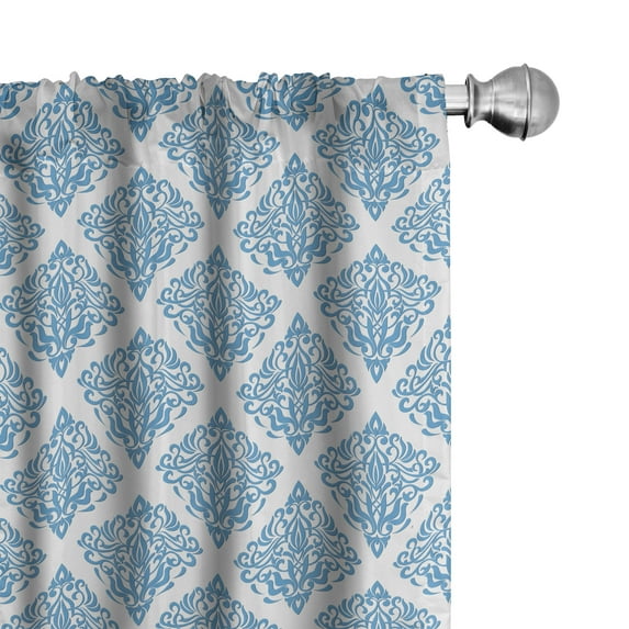 Ambesonne Damask 4-Panel Curtains, Classic Royal Vintage Swirls, 56"x95", Pale Grey and Sea Blue