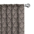 thumbnail image 1 of Ambesonne Damask Window Curtains, Flower Motif, Each 28" W x 84" L, Beige and Charcoal Grey, 1 of 5