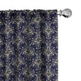 thumbnail image 1 of Ambesonne Damask Window Curtains, Golden Floral Pattern Art, Each 28" W x 84" L, Navy Blue Dark Khaki, 1 of 4