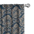 thumbnail image 1 of Ambesonne Damask Curtains, Beige Tones Victorian Art, Pair of 28"x84", Dark Tan Dark Slate Blue, 1 of 4
