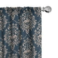 thumbnail image 1 of Ambesonne Damask Curtains, Flowers Vintage Design Art, Pair of 28"x84", Dark Blue Sepia Ecru, 1 of 4