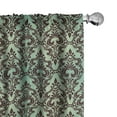 thumbnail image 1 of Ambesonne Damask Curtains, Leaves Buds Ornate Style, Pair of 28"x63", Mint Green Dark Brown, 1 of 5