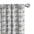thumbnail image 1 of Ambesonne Damask Curtains, Retro Floral Motifs Dots Art, Pair of 28"x95", Dark Violet Blue and Fawn, 1 of 5