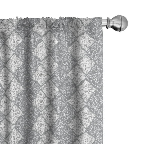 Ambesonne Damask Curtains, Victorian Oriental Retro, Pair of 28"x95", Dimgray