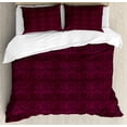 thumbnail image 1 of Ambesonne Damask Duvet Cover Set, Medieval Rococo Swirls Art, Calking, Maroon Dark Magenta, 1 of 6