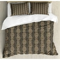 thumbnail image 1 of Ambesonne Damask Duvet Cover Set, Vertical Floral Tribal Style, Queen, Tan and Dark Grey, 1 of 6