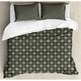 thumbnail image 1 of Ambesonne Damask Duvet Cover Sets, Symmetrical Victorian Rococo, 2-Queen, Army Green and White, 1 of 7