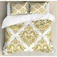 thumbnail image 1 of Ambesonne Damask Duvet Cover Sets, Victorian Classical Lovers, 2-Queen, Yellow and White, 1 of 7