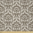 thumbnail image 1 of Ambesonne Damask Fabric by the Yard Microfiber, Antique Victorian Floral, 1 Yard, Army Green Cream, 1 of 2