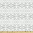 thumbnail image 1 of Ambesonne Damask Fabric by the Yard Upholstery, Abstract Curvy Lines Art, 3 Yards, White and Dust, 1 of 5
