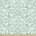 thumbnail image 1 of Ambesonne Damask Fabric by the Yard Upholstery, Boho Baroque Floral Design, 10 Yards, White Almond Green, 1 of 5