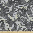 thumbnail image 1 of Ambesonne Damask Fabric by the Yard Upholstery, Floral Pattern Grid Vintage, 5 Yards, Pale Ceil Blue Pale Grey, 1 of 5