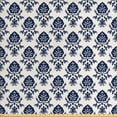 thumbnail image 1 of Ambesonne Damask Fabric by the Yard Upholstery, Monochromatic Nostalgic Art, 2 Yards, Eggshell Violet Blue, 1 of 4