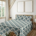 thumbnail image 1 of Ambesonne Damask Fitted & Flat Sheet with Sham 3 Pcs Set, Nostalgic Baroque Blooms, Twin, Tan Petrol Blue, 1 of 1
