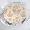 thumbnail image 1 of Ambesonne Damask Fitted Round Tablecloth, Rococo Renaissance Flowers, 45"- 56" Diameter, Pale Camel Pale Redwood, 1 of 5