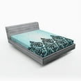 thumbnail image 1 of Ambesonne Damask Fitted Sheet, Antique Victorian Motif, Queen Size, Black Blue, 1 of 3