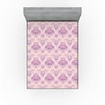 thumbnail image 1 of Ambesonne Damask Fitted Sheet, Pastel Floral Shapes Print, Full Size, Pale Pink and Violet, 1 of 5