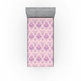 thumbnail image 1 of Ambesonne Damask Fitted Sheet, Pastel Floral Shapes Print, Twin Size, Pale Pink and Violet, 1 of 5