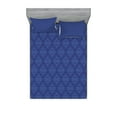 thumbnail image 1 of Ambesonne Damask Fitted Sheet & Pillow Sham Set, Victorian Baroque Ornament, Full, Indigo, 1 of 2