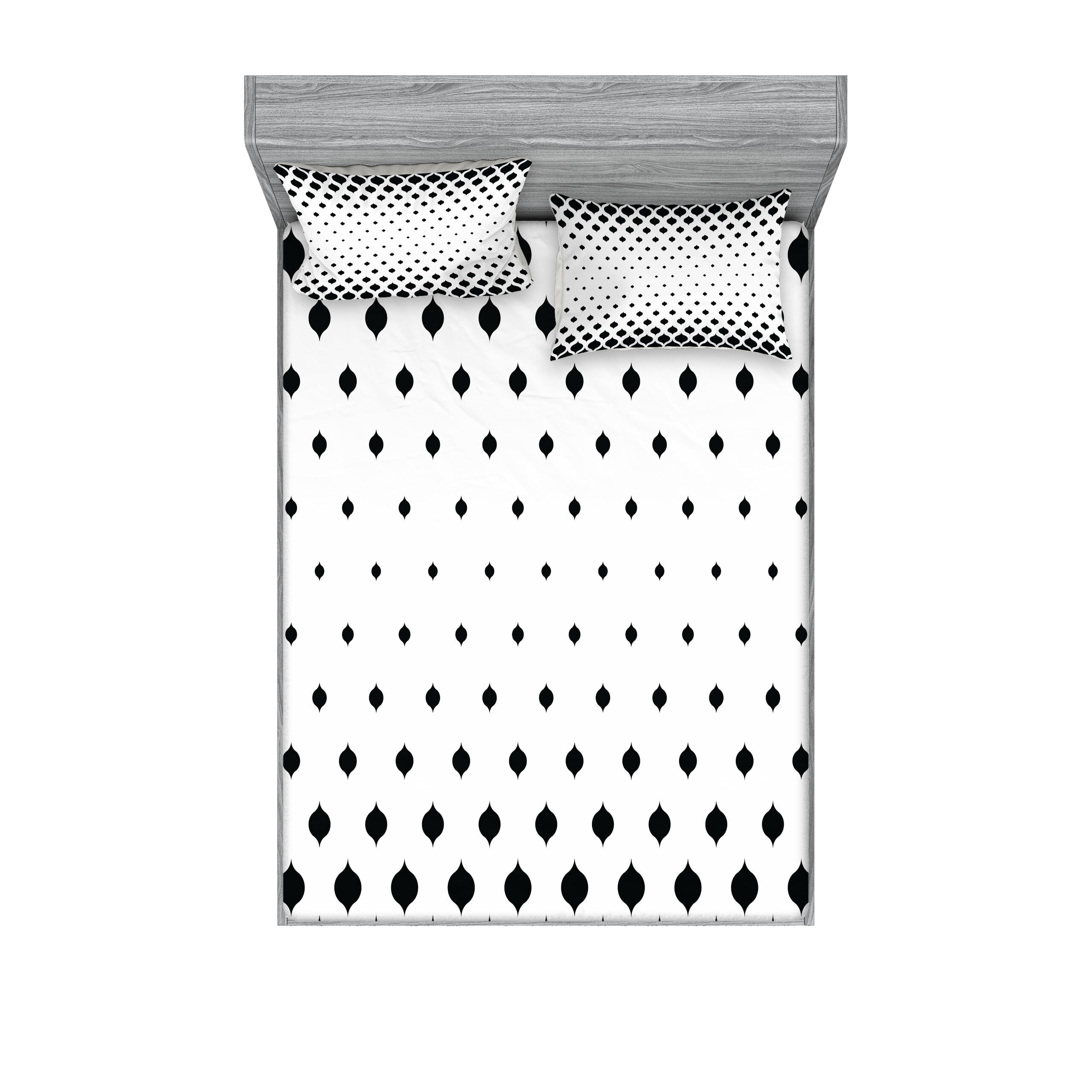 Ambesonne Damask Fitted Sheet & Pillow Sham Set, Victorian Fashion