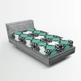 thumbnail image 1 of Ambesonne Damask Fitted Sheet, Vertical Victorian Floral, Twin XL Size, Charcoal Grey Seafoam, 1 of 2
