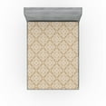 thumbnail image 1 of Ambesonne Damask Fitted Sheet, Vintage Feel Geometric Motif, Full Size, Tan White, 1 of 5
