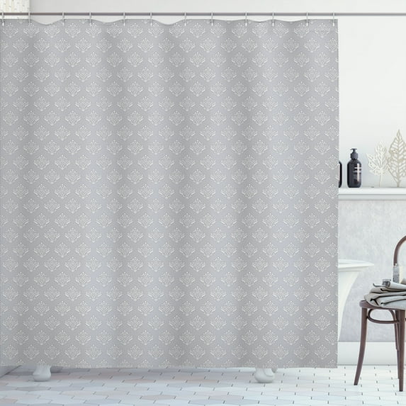 Ambesonne Damask Grey Shower Curtain, Flowers Antique Motif, 69"Wx70"L, Purpleblue Taupe