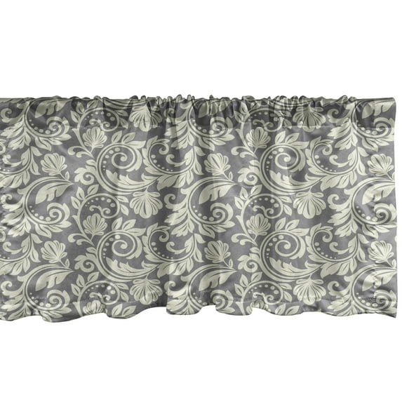 Ambesonne Damask Grey Window Valance, Vintage Art, 54" X 12", Grey Yellow Grey