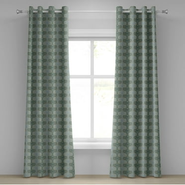Ambesonne Damask Grommet Curtain, Abstract Art Floral, 50" x 120", Blue and Taupe
