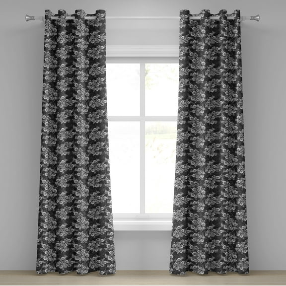 Ambesonne Damask Grommet Curtain, Flower Bouquets Bridal, 50" x 72", Dark Taupe White