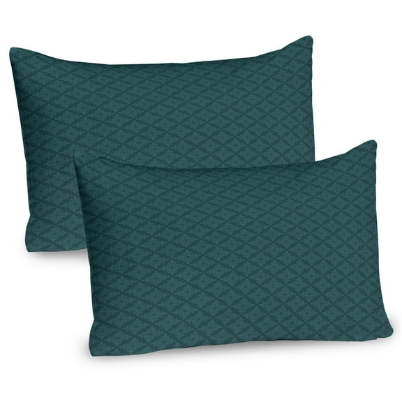 Ambesonne Damask Pillow Sham 2 Pack, Classic Swirly Oriental Art, 36"x20", Dark Teal