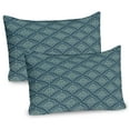 thumbnail image 1 of Ambesonne Damask Pillow Sham 2 Pack, Ivy Like Botanical Motifs, 36"x20", Slate Blue Laurel Green, 1 of 3