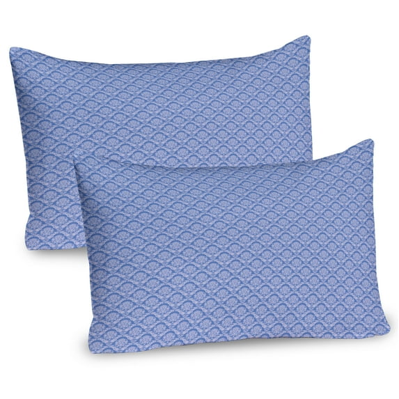 Ambesonne Damask Pillow Sham 2 Pack, Modernized Romantic, 36"x20", Azure Blue Pastel Purple