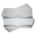 thumbnail image 1 of Ambesonne Damask Place Mats Set of 4, Vintage Rich Flowers, Standard Size, Grey Bluegrey White, 1 of 6