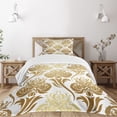 thumbnail image 1 of Ambesonne Damask Quilted Bedspread Set 2 Pcs, Ombre Abstract Floral, Twin Size, Caramel and Pale Yellow, 1 of 3