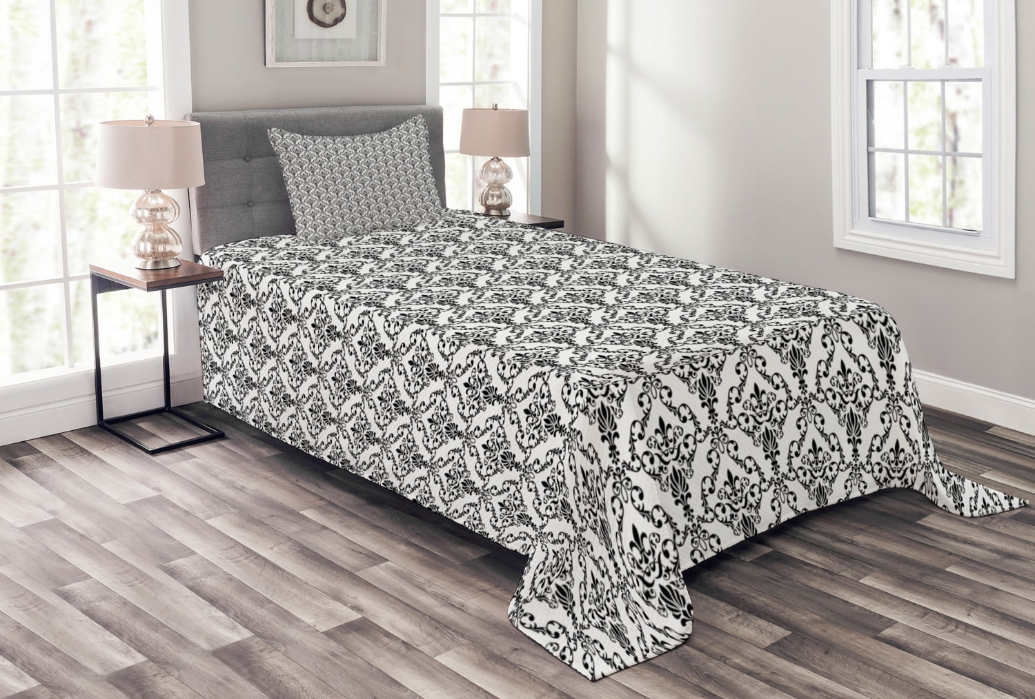 Twin White Polyester Kids Unisex Bedspread Set