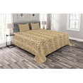 thumbnail image 1 of Ambesonne Damask Quilted Bedspread Set 3 Pcs, Abstract Pastel Flourish, King Size, Pale Caramel Cream, 1 of 3