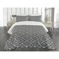 thumbnail image 1 of Ambesonne Damask Quilted Bedspread Set 3 Pcs, Design Elements, Queen Size, Black White, 1 of 5