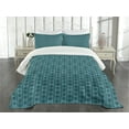 thumbnail image 1 of Ambesonne Damask Quilted Bedspread Set 3 Pcs, Medieval Gothic Rococo, King Size, Petrol Blue, 1 of 5