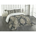 thumbnail image 1 of Ambesonne Damask Quilted Bedspread Set 3 Pcs, Victorian Baroque Style, Queen Size, Charcoal Grey Cream, 1 of 5